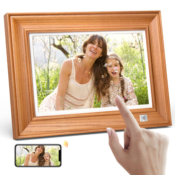 KODAK Digital Photo Frame RWF-127, Full HD 10.1 inch Touchscreen, WiFi Enabled, 32GB Internal Memory, Natural Wood with Photo, Video, Audio, Calendar & Weather Display Features (Burlywood)